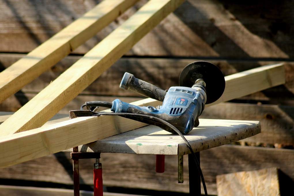 Grinder power tool on building site